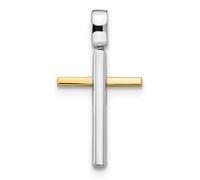 JewelryWeb 14ct Solid Gold Two tone Polished Religious Faith Cross Pendant Necklace 33.2x17.9mm Wide 3.36mm Thick-Pendant for Women