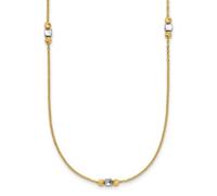 JewelryWeb 14ct Solid Gold Two tone Polished Sparkle Cut Beads With 5 Centimeters Extension Necklace 41 Centimeters Pendant-Necklace for Women