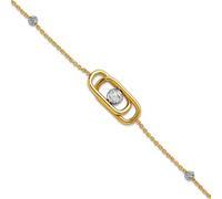 JewelryWeb 14ct Solid Gold Two tone Polished Sparkle Cut Fancy With 3 Centimeters Extension Bracelet 18 Centimeters Link-Bracelet for Women