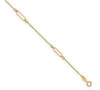 JewelryWeb 14ct Solid Yellow Gold Polished and Sparkle Cut Fancy Plus 3 Centimeters Extension Anklet 23 Centimeters- Anklet for Women