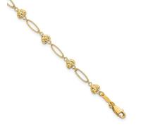 JewelryWeb 14ct Solid Yellow Gold Polished Oval Link W Sparkle Cut Puffed Love Hearts Bracelet 19 Centimeters 5mm Wide 2mm Thick-Link-Bracelet for Women