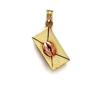 JewelryWeb 14ct Two Tone Gold Polished Envelope Rose Lips Pendant Necklace-Pendant for Women