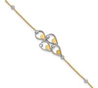 JewelryWeb 14ct Two tone Gold Polished Sparkle Cut Fancy Bracelet With 1 Centimeters Extension-Bracelet 18 Centimeters Link-Bracelet for Women