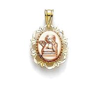 JewelryWeb 14ct Two Tone Gold Religious Guardian Angel Prayer on Back Pendant Necklace-Pendant for Women