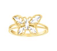 JewelryWeb 14ct Two tone Gold Womens Butterfly Angel Wings Fashion Ring 9.8x1.5mm Wide Band Style-Ring for Women