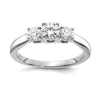 JewelryWeb 14ct White Gold Lab Grown Diamond SI1 SI2 G H I 3 stone Engagement Ring Size 7.00 1.65mm Wide-Engagement-Ring for Women