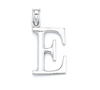 JewelryWeb 14ct White Gold Letter Name Personalized Monogram Initial E Pendant Necklace 1 3/8 Inch Long-Pendant for Women