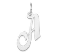 JewelryWeb 14ct White Gold Solid Polished Laser-cut Small Fancy Script Letter Name Personalized Monogram Initial A Charm 15x17.2mm Pendant Necklace for Women
