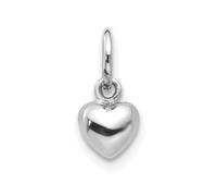 JewelryWeb 14ct White Gold Solid Polished Plain Puffed Love Heart Charm 5.4x12mm Pendant Necklace for Women