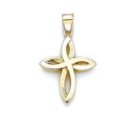 JewelryWeb 14ct Yellow Gold 2 Tier Polished Design Religious Faith Cross Pendant Necklace-Pendant for Women