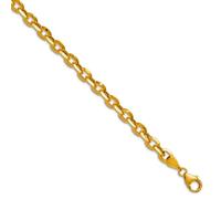 JewelryWeb 14ct Yellow Gold 4.4mm Semi solid Triangle Rolo 22 Centimeters Chain Bracelet Link-Bracelet for Women and Men