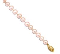 JewelryWeb 14ct Yellow Gold Pearl clasp 5 5.5mm Pink Freshwater Onion-Freshwater Cultured-Pearl Bracelet 19 Centimeters Link-Bracelet for Women