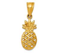 JewelryWeb 14ct Yellow Gold Polished 3d Pineapple Pendant Necklace-Pendant for Women
