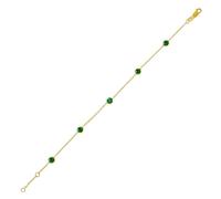 JewelryWeb 14ct Yellow Gold Polished Bezel Set Created Emerald Station Bracelet With Lobster Clasp Including Jump-ring At 17 Centimeters 18 Centimeters Link Bracelet for Women