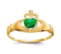JewelryWeb 14ct Yellow Gold Polished Cubic Zirconia May Irish Claddagh Celtic Trinity Knot Love Heart Ring Size 7.00 Statement-Ring for Women
