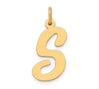 JewelryWeb 14ct Yellow Gold Solid Polished Laser-cut Large Script Letter Name Personalized Monogram Initial S Charm Pendant Necklace for Women
