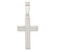 JewelryWeb 16.38mm 925 Sterling Silver Polished and Satin Center Latin Religious Faith Cross Pendant Necklace-Pendant for Women