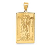 JewelryWeb 16.5mm 14ct Solid Yellow Gold The High Priestess Tarot Card Pendant Necklace-Pendant for Women