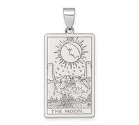 JewelryWeb 16.8mm 925 Sterling Silver The Celestial Moon Tarot Card Pendant Necklace-Pendant for Women