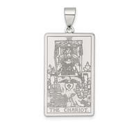 JewelryWeb 16.8mm 925 Sterling Silver The Chariot Tarot Card Pendant Necklace-Pendant for Women