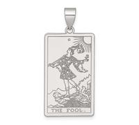 JewelryWeb 16.8mm 925 Sterling Silver The Fool Tarot Card Pendant Necklace-Pendant for Women