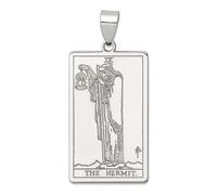 JewelryWeb 16.8mm 925 Sterling Silver The Hermit Tarot Card Pendant Necklace-Pendant for Women