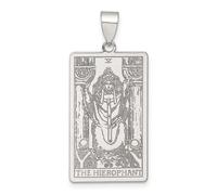 JewelryWeb 16.8mm 925 Sterling Silver The Hierophant Tarot Card Pendant Necklace-Pendant for Women