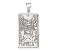 JewelryWeb 16.8mm 925 Sterling Silver The Lovers Tarot Card Pendant Necklace-Pendant for Women