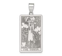 JewelryWeb 16.8mm 925 Sterling Silver The Tower Tarot Card Pendant Necklace-Pendant for Women