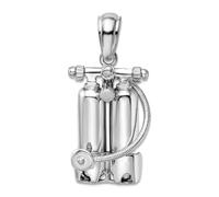 JewelryWeb 16mm 925 Sterling Silver Rhodium Plated Polished 3d Scuba Tanks With Hose Pendant Necklace-Pendant for Women