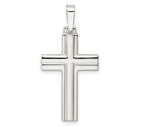 JewelryWeb 17.95mm 925 Sterling Silver Polished With Lines Latin Religious Faith Cross Pendant Necklace-Pendant for Women