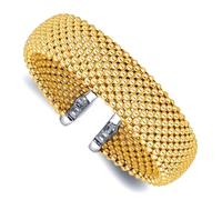 JewelryWeb 18.1mm 925 Sterling Silver Rhodium Plated and Gold-tone Polished Beaded Cuff Stackable Bangle Bracelet Cuff Bracelet for Women