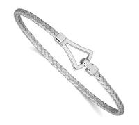 JewelryWeb 2.8mm 925 Sterling Silver Rhodium Plated Polished Woven Flexible Hook Bangle Bracelet Cuff Bracelet for Women
