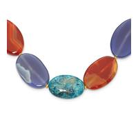 JewelryWeb 20.5mm 925 Sterling Silver Gold Plated Agate Jade Sardonyx With 5 Centimeters Extension Necklace 47 Centimeters Pendant Necklace for Women