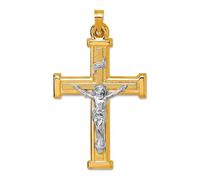 JewelryWeb 23.2mm 14ct With White Rhodium Polished Inri Crucifix Religious Faith Cross Pendant Necklace-Pendant for Women