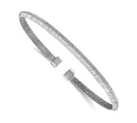 JewelryWeb 3.5mm 925 Sterling Silver Rhodium Plat Polished Textured Knife Edge Cuff Stackable Bangle Bracelet Cuff Bracelet for Women