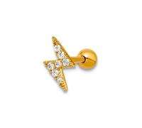 JewelryWeb 3.85mm 14ct Yellow Gold 18 Gauge Polished CZ Simulated Diamond Lightning Bolt Labret Stud Body Piercing-Stud for Women