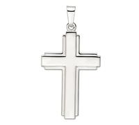 JewelryWeb 30.07mm 925 Sterling Silver Polished With Edge Lines Large Latin Religious Faith Cross Pendant Necklace-Pendant for Women