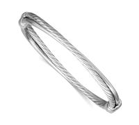 JewelryWeb 3mm 925 Sterling Silver Rhodium Plated Polished and Twisted Hinged Bangle Bracelet Cuff Bracelet for Women