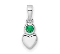 JewelryWeb 5.55mm 925 Sterling Silver Rhodium Plated Lab Created Emerald Love Heart Pendant Necklace-Pendant for Women