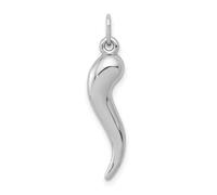 JewelryWeb 6.23mm 14ct White Gold Italian Horn Charm - Bead Charm for Women