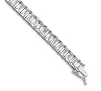 JewelryWeb 6.75mm Ss Rhodium Plated Polished Emerald-Cut CZ Simulated Diamond Tennis Bracelet 7.25 Inch-Tennis-Bracelet for Women