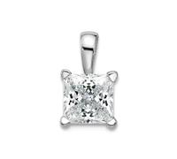 JewelryWeb 6.91mm 14ct White Gold 1 Weight Carat Lab Grown Diamond VS+ F+ Princess 4 Prong Pendant Necklace-Pendant for Women