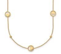 JewelryWeb 7.1mm 14ct Solid Yellow Gold Polished Love Heart In Circle With Sparkle Cut Beads Necklace 43 Centimeters Pendant-Necklace for Women
