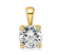 JewelryWeb 7.5mm 14ct Solid Yellow Gold 1 1/2 Weight Carat Lab Grown Diamond VS+ F+ Round 4 Prong Pendant Necklace-Pendant for Women
