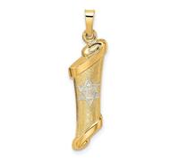 JewelryWeb 7.67mm 14ct Solid Gold Two tone Polished and Textured Hollow Mezuzah Pendant Necklace-Pendant for Women