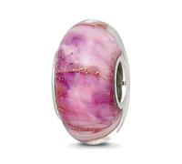 JewelryWeb 7.8mm 925 Sterling Silver Reflections Clear and Pink Sparkle Glass Bead Charm Pendant Necklace for Women