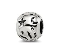 JewelryWeb 8.18mm 925 Sterling Silver Polished Reflections Sun Celestial Moon Stars Bead-Bead Charm Pendant Necklace for Women
