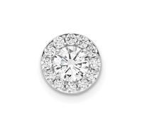 JewelryWeb 9.05mm 14ct White Gold 3/4 Weight Carat Lab Grown Diamond SI+ G+ Halo Chain Slide Chain Necklace for Women and Men