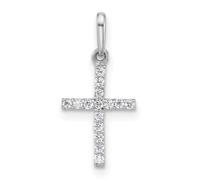 JewelryWeb 9.2mm 14ct White Gold Polished CZ Simulated Diamond Religious Faith Cross Pendant Necklace-Pendant for Women